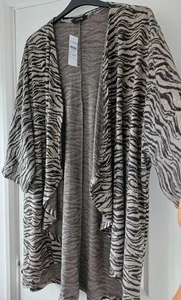 BNWT LOVELY YOURS SZ 22 24 LONG CARDIGAN BLACK CREAM NEW PLUS CURVE - Picture 1 of 5