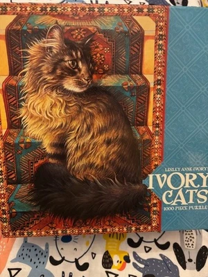 Ceaco Lesley Anne Ivory Cats Ruskin On The Stairs 1000 Piece 20X27 Puzzle NEW - Image 1 of 4