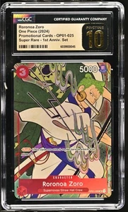 CGC 10 PRÍSTINO - Roronoa Zoro OP01-025 - One Piece Inglés 1er Aniversario - Imagen 1 de 2
