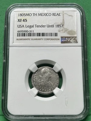 1805 MO TH MEXICO REAL NGC XF45 Silver. USA Legal Tender Until 1857 - Image 1 of 2