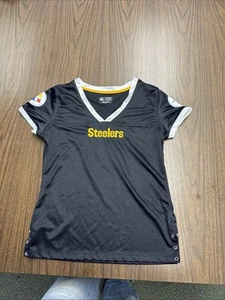 NFL Team Damen Black Steelers Trikot Shirt Medium Schwarz Top Bling Pittsburgh - Bild 1 von 8