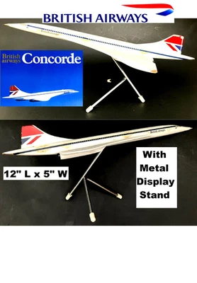 Avión de pasajeros supersónico British Airways Concorde Negus librea 12" con soporte Foto 1 de 4