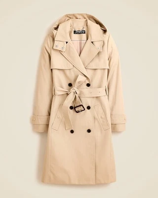 J CREW New Icon Trench Coat VINTAGE KHAKI JACKET BELTED PETITE SIZE 0P **NO HOOD - Image 1 of 3