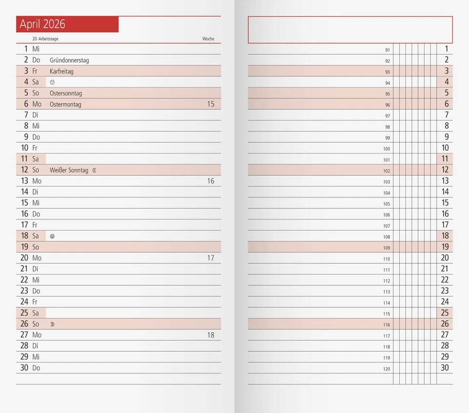BRUNNEN rido Ersatzkalender 2026 TM 11 70-40200006