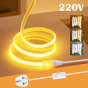 220V LED COB Strip Lights 288LEDs/m Flexible Rope Lamp Waterproof IP67 UK Plug - Picture 1 of 25