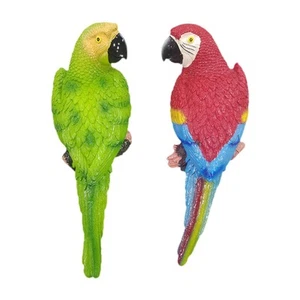 2x Parrot Statues Parrot Sculptures Versatile Ornament Lifelike Decor Figurines - Picture 1 of 5