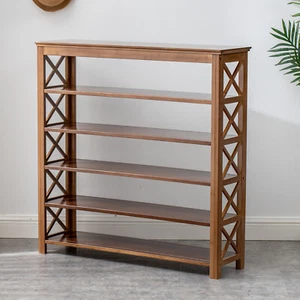 Bamboo Standing Cabinet Storage Shelf 6 Layers Shoe Rack Storage Organizer Home - Picture 1 of 14