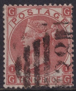 1867 GB Used Abroad CALLAO 'C38' 10d Red-Brown Pl 1 GG SG112/Z51 Fine Strike FU - Picture 1 of 1