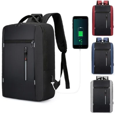 17" Men Women Laptop Backpack Travel Business Bag w/ USB Port Water-repellent - Image 1 of 4