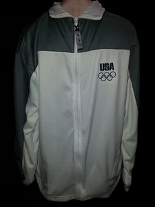 NWOT USA OLYMPICS Team Mens Jacket Coat Jogging Sweatshirt Sz XL White Red Blue - Picture 1 of 11