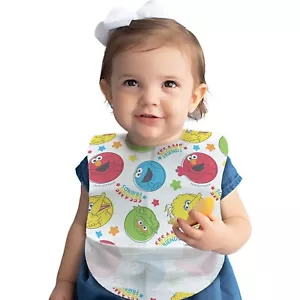 128 Count of Bibsters Disposable Bibs 6m+ L/G Sesame Street Leakproof Liner - Picture 1 of 11