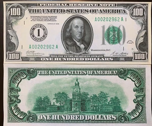 Reproduction US Bill Federal Reserve Note 1928 Copy Franklin Read Below - Picture 1 of 8
