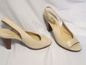 Cole Haan Beige Women Shoe Sling Back Heel Open Toe Snake Print 8.5 B - Picture 1 of 6