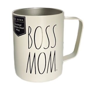 Rae Dunn - Boss Mom. - Stainless Steel Insulated Coffee Mug w/Lid Mother’s Day