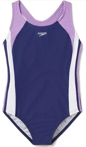 Speedo Girl's Swimsuit One Piece Swimsuit Infinity Splice Thick Strap, Size 7 - Picture 1 of 6