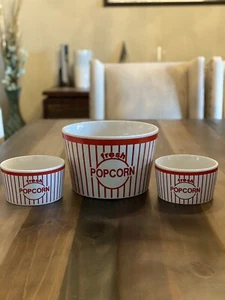 WCL Fresh Popcorn Set Ceramic Bowls, 3 Piece Set - Picture 1 of 8