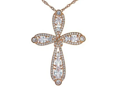 BELLA LUCE ETERNO(R) 6.98CTW DIAMANTE BLANCO SIMULANTE ORO ROSA CHAPADO CON CADENA Foto 1 de 3