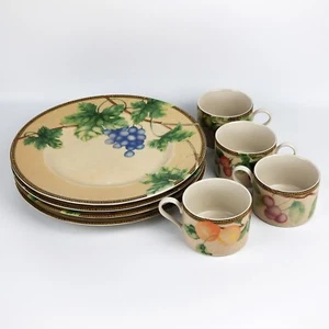 PTS International Interiors Newbury 4 Dinner Plates & 4 Coffee Cups Stoneware - Picture 1 of 22