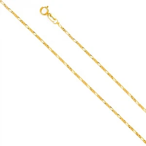 Cadena abierta cóncava de oro amarillo sólido 14k real 1,2 mm Figaro 3+1 16 18 20 22 pulgadas - Imagen 1 de 1