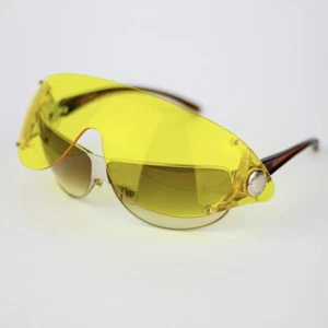VTG *RARE* JEAN PAUL GAULTIER WINDSHIELD WRAP SUNGLASSES ARCHIVE YELLOW - Picture 1 of 8