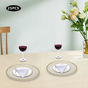 25 Packaged Western Food Plates 32cm Plastic With Transparent Gold Thread Beads - Picture 1 of 18