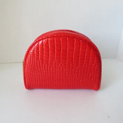 Signature Club A Clamshell Shape Red Cosmetic Makeup Bag Case Organizer - Image 1 of 4