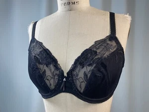 Vintage BH GR 36C schwarz silber WACOAL Softcup Bügel Spitze transparent 855237 - Bild 1 von 18