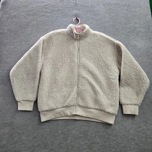 Victoria's Secret Women Jacket Large Cream Sherpa Full Zip - Picture 1 of 8