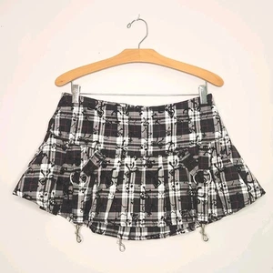 Minifalda Y2K Ghost & Angels estampado emo con ganchos de liga para mujer M gótico punk - Imagen 1 de 9