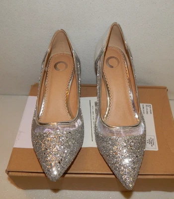 Journee Collection Mujer Tacones 8.5 Kalani Plata Brillo Bomba Noche Novia Boda Foto 1 de 4