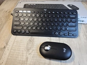 Logitech Pebble 2 Combo Bluetooth Keyboard + Mouse Quiet Slim Portable - Picture 1 of 8