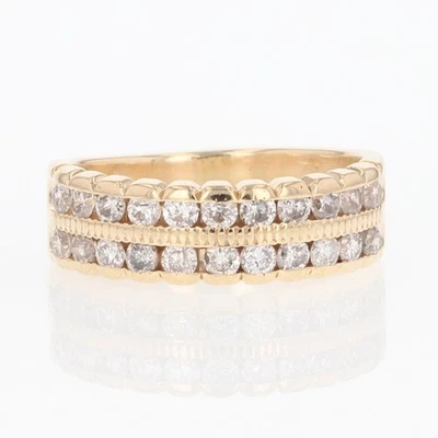 .46ctw Round Cut Diamond Two-Row Channel-Set Band Ring 10k Yellow Gold Size 5.25 - Image 1 of 4