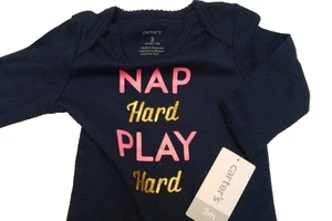 Carter's Nap Hard Play Hard Coverall Girl 3 mos. Jumpsuit 1-Piece Blue baby gift - Picture 1 of 6