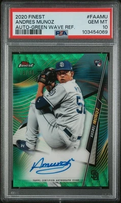 2020 Topps Finest Andres Munoz /99 Green Wave Auto Rookie RC PSA 10 GEM MINT - Image 1 of 2