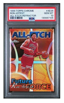 Topps 1999 cromo todo grabado Ron Artest todo grabado refractor PSA 10 POP 1 AE26 Foto 1 de 4