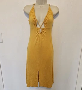 Anthropologie Yellow Maize Cutout Midi XS Dress Silhouette Keyhole Bodycon - Picture 1 of 11