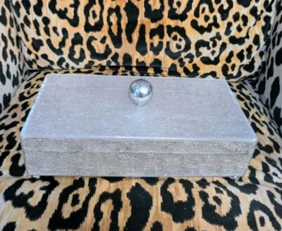 Vintage Mid Century Silver Glitter Acrylic Hinged Tissue Box Holder - Image 1 of 4
