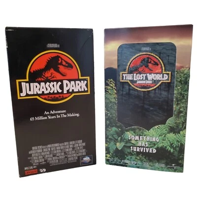 Jurassic Park VHS 1993 Tape & The Lost World 1997 Sequel Lot Movies Dinosaur - Image 1 of 4