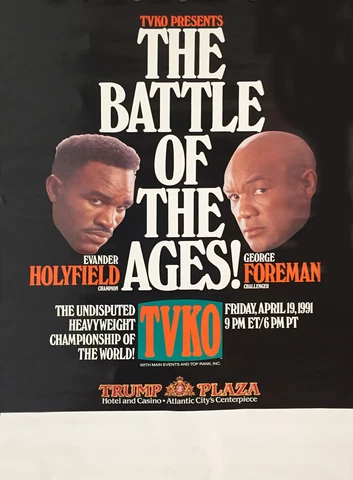 Vintage Original Evander Holyfield vs. George Foreman Boxing Fight TVKO Poster Cover