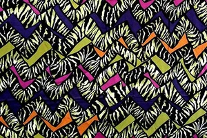 John Kaldor Fabric 60" x 44" Tiger Stripes and Geometric Print Jungle Theme - Picture 1 of 4
