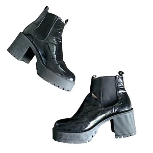 Botas de tacón grueso Truffle Collection talla 39/8 negra patente plataforma Kady3 - Imagen 1 de 10