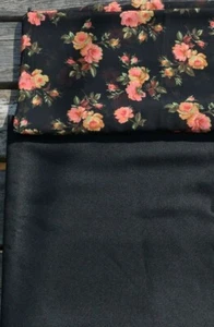 Black Gabardine/Poly heavy Suit weight with Floral Chiffon lot - Picture 1 of 3