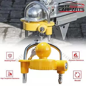 Trailer Parts Coupling Lock Universal Hitch Tow Ball 2 Keys Caravan Antitheft - Picture 1 of 14