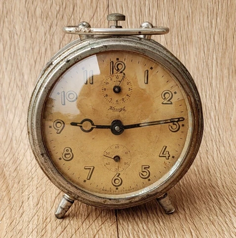 Antique Original KIENZLE Vintage Alarm Collectible Table Clock All original part Cover