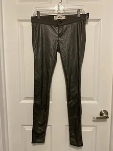 Leggings donna Hollister ecopelle davanti marrone scuro taglia 3R - Foto 1 di 4