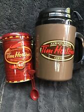 TIM HORTON’S Jumbo 64 oz ThermosTravel Mug+ 40th Coffee Canister with Spoon