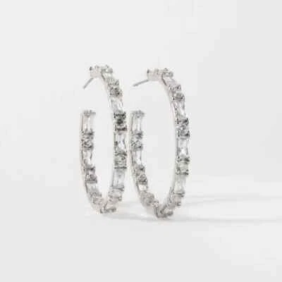 Pendientes de aro baguette de plata Origami Owl con cristales de Swarovski Foto 1 de 2