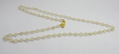 01 Natural Gemstone Crystal Quartz Rosary Chain 22K Gold Necklace 25 Inch Long   - Image 1 of 2