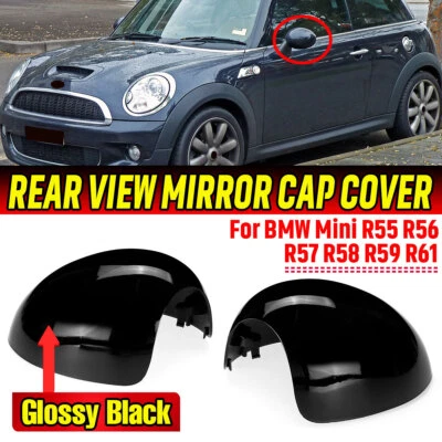 Per BMW Mini R55 R56 R57 R58 R59 R61 nero lucido calotta specchio copertura - Immagine 1 di 4
