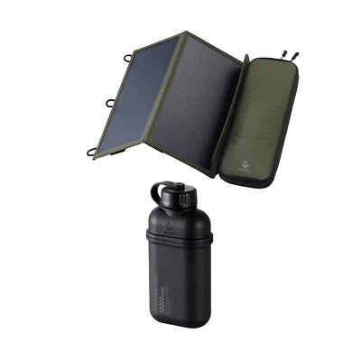 ELECOM NESTOUT 2-Panel Solar Panel Charger + 10000mAh Outdoor Power Bank (Bla... - Image 1 of 4